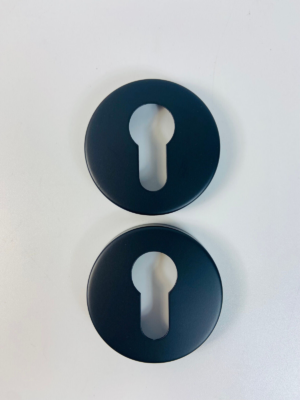 Euro Escutcheon Keyhole Cover Pair with Screws in Black Finish Dimensions