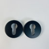 Euro Escutcheon Keyhole Cover Pair with Screws in Black Finish Dimensions