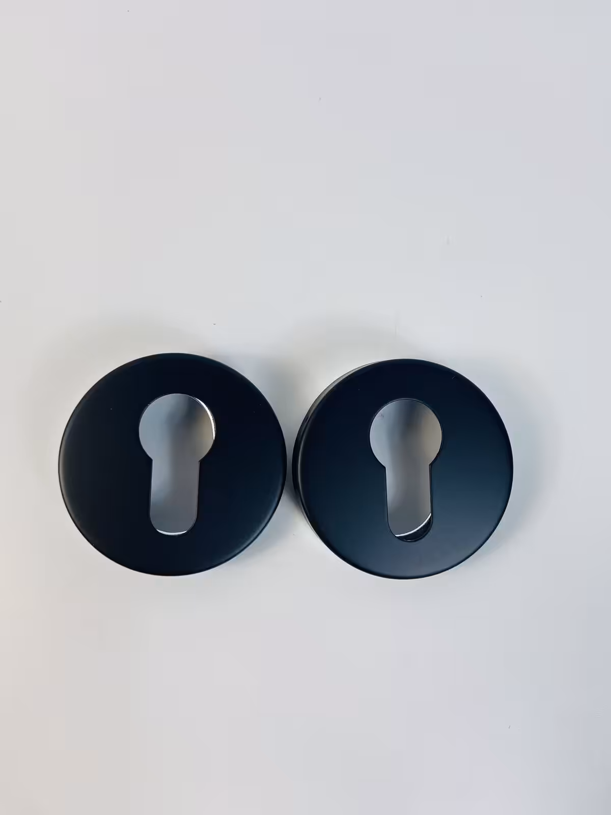 Euro Escutcheon Keyhole Cover Pair with Screws in Black Finish Dimensions