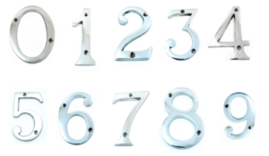 House Door Numerals Numbers - Number 0 to 9 in Satin Chrome Finish 75mm