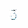 House Door Numerals Numbers - Number 0 to 9 in Satin Chrome Finish 75mm