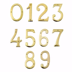 House Door Numerals Numbers - Number 0 to 9 in Polished Brass Finish - 50mm