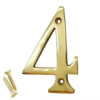 House Door Numerals Numbers - Number 0 to 9 in Polished Brass Finish - 50mm