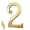 House Door Numerals Numbers - Number 0 to 9 in Polished Brass Finish 75mm
