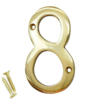 House Door Numerals Numbers - Number 0 to 9 in Polished Brass Finish - 50mm