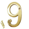 House Door Numerals Numbers - Number 0 to 9 in Polished Brass Finish 75mm