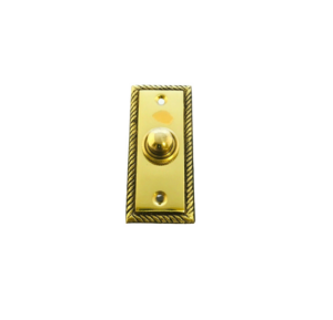 Solid Polished Brass Georgian Door Bell Chime Push Button Press - 78mm x 36mm