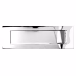 Traditional letter plate satin chrome 355 x 114mm by jedo