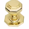 New Oct Centre Door Knob -82mm  - Polished Brass