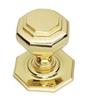 New Oct Centre Door Knob -82mm  - Polished Brass