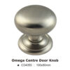 Omega Centre Door Knob -100x90mm  - Satin Nickel