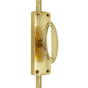 Oval Knob Espagnolette/Crémone Locking Bolt for up to 8.5 Feet High Doors & Windows  - Polished Brass