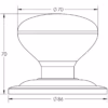 Stainless Steel Centre Door Knobs 70mm Diameter Satin Stainless Steel