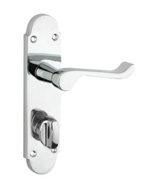 Shaped Scroll Lever on Back Plate lever Bathroom - Smooth Finish - 168mm X 40mm  - Polished Chrome
