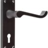 Shaped Scroll Lever on Back Plate lever lock - Smooth Fisnish - 168mm X 40mm  - Black