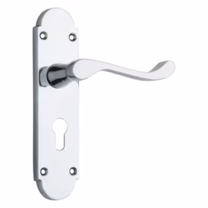 Shaped Scroll Lever on Back Plate lever EuroProfile - Smooth finish - 168mm X 40mm  - Polished Chrome