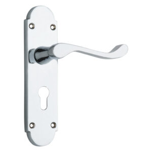 Shaped Scroll Lever on Back Plate lever EuroProfile - Smooth finish - 168mm X 40mm  - Polished Chrome
