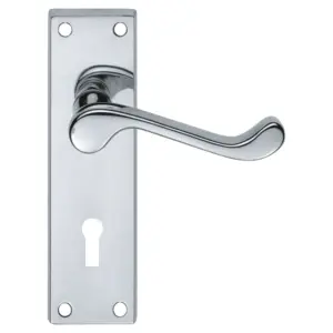 Valens Scroll Lever on Backplate with Key Lock 150mm x 40mm (PAIR)