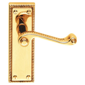 Lever on Back Plate Georgian - Lever Latch -110x45mm  - Polished Brass
