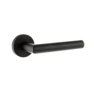 FMR236MB Forme Elle Lever Door Handle on Minimal Round Rose - Matt Black