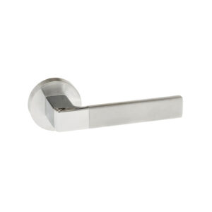 FMR255SCPC Forme Asti Lever Door Handle on Minimal Round Rose - Satin Chrome/Polished Chrome
