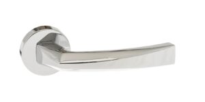 FMR268PC Forme Crystal Lever Door Handle on Minimal Round Rose - Polished Chrome