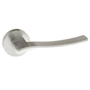 SPECIAL ORDER FMR280SC Forme Olimpia Lever Door Handle on Minimal Round Rose - Satin Chrome