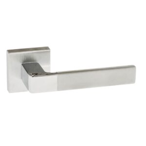 FMS255SCPC Forme Asti Lever Door Handle on Minimal Square Rose - Satin Chrome/Polished Chrome