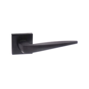 FMS272MB Forme Foglia Lever Door Handle on Minimal Square Rose - Matt Black