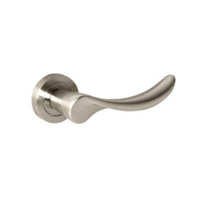 M27SN Mediterranean Malaga Lever Door Handle on Round Rose - Satin Nickel