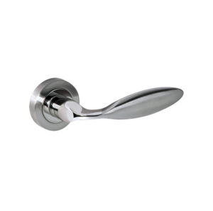M46SNNP Mediterranean Ibiza Lever Door Handle on Round Rose - Satin Nickel/Polished Nickel