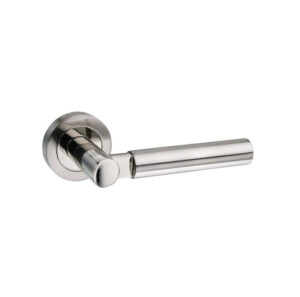 M63SNNP Mediterranean Palermo Lever Door Handle on Round Rose - Satin Nickel/Polished Nickel