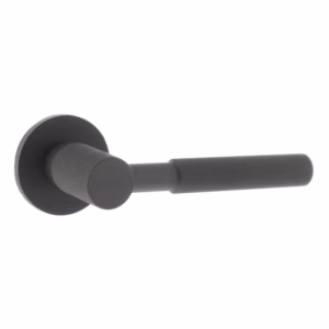 MHSR500UDB Millhouse Brass Mason Knurled Lever Door Handle on 5mm Slimline Round Rose - Urban Dark Bronze