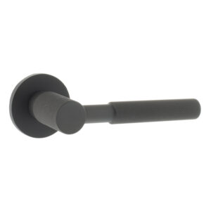 MHSR500UDB Millhouse Brass Mason Knurled Lever Door Handle on 5mm Slimline Round Rose - Urban Dark Bronze