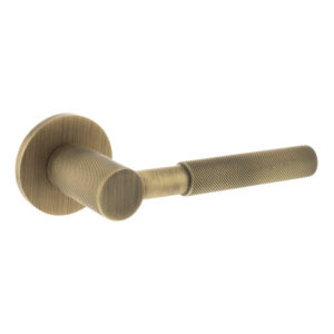 MHSR500YB Millhouse Brass Mason Knurled Lever Door Handle on 5mm Slimline Round Rose - Yester Bronze