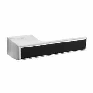 T3089LMBSC Tupai Rapido VersaLine Tobar Lever Door Handle on Long Rose - Pearl Black Decorative Plate - Satin Chrome