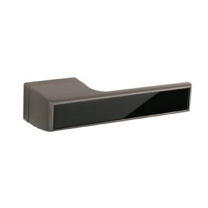 T3089LMBTT Tupai Rapido VersaLine Tobar Lever Door Handle on Long Rose - Pearl Black Decorative Plate - Titanium
