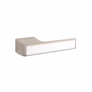 T3089LWHPL Tupai Rapido VersaLine Tobar Lever Door Handle on Long Rose - White Decorative Plate - Pearl Nickel