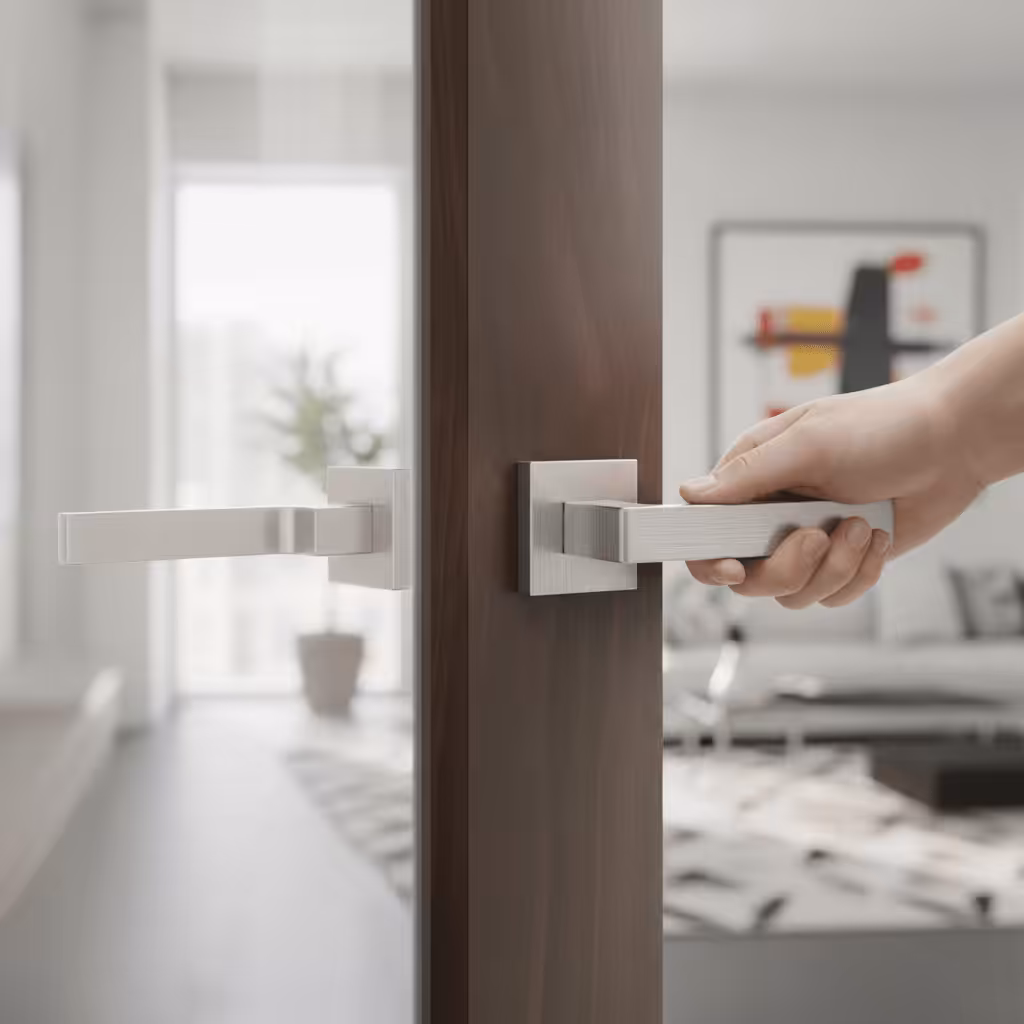 FMS254UG Forme Asti Lever Door Handle on Minimal Square Rose - Urban Graphite - Image 3