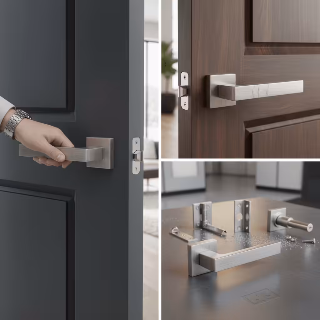FMS254UG Forme Asti Lever Door Handle on Minimal Square Rose - Urban Graphite - Image 4