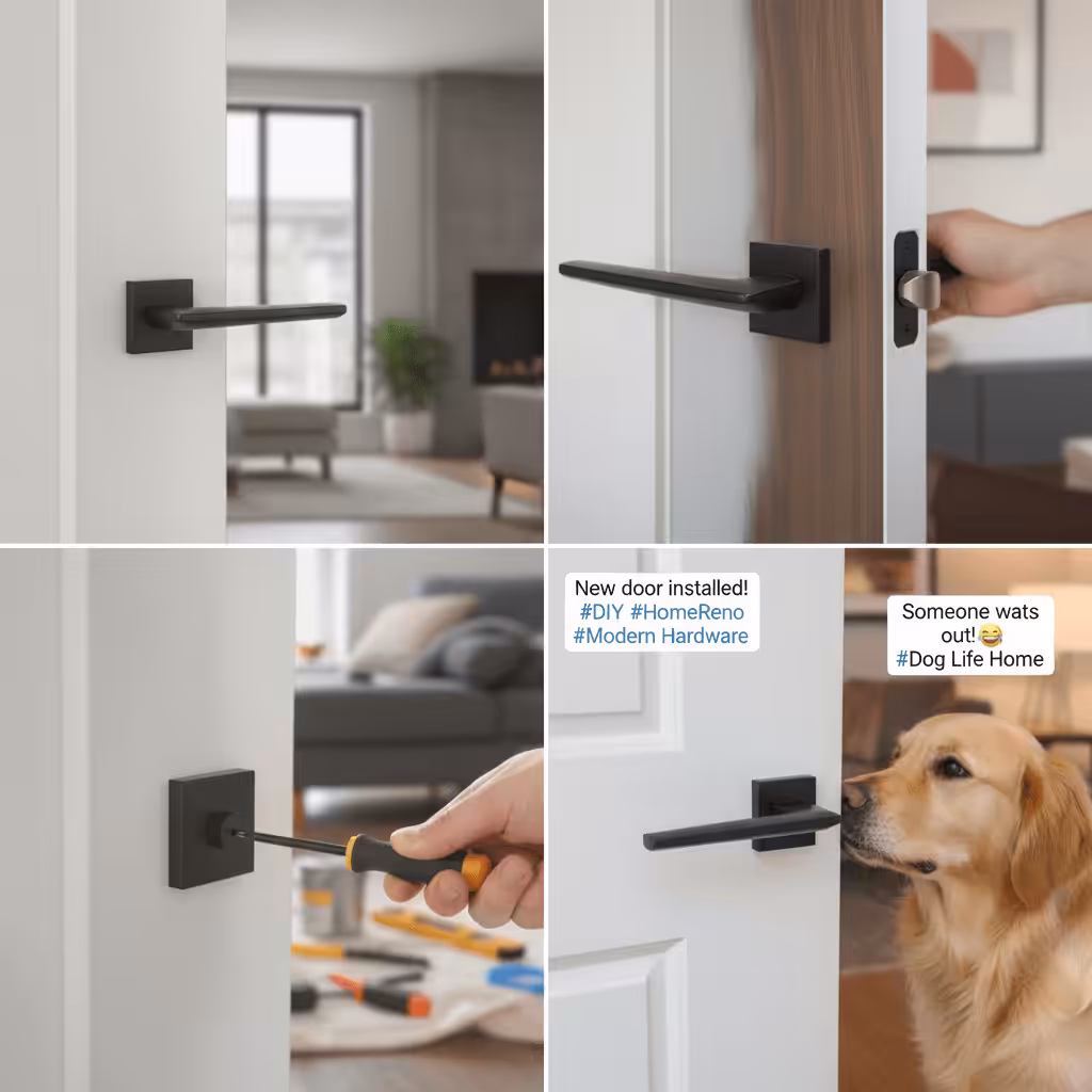 FMS422MB Forme Boston Lever Door Handle on Minimal Square Rose - Matt Black - Image 3