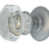 Jedo Flower Glass Mortice Door Knobs Satin Chrome