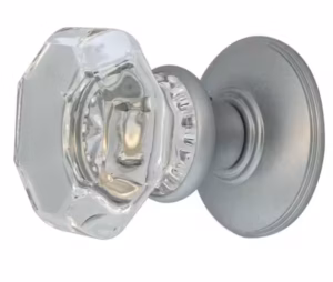 Jedo Flower Glass Mortice Door Knobs Satin Chrome