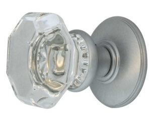 Jedo Flower Glass Mortice Door Knobs Satin Chrome