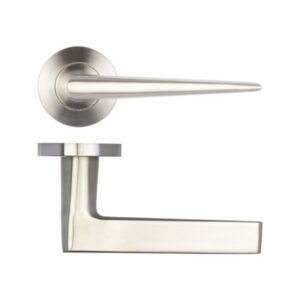 Meteor Door Handle on Rose Grade 304 Satin Stainless Steel