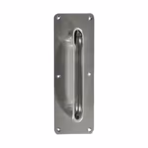 Round Bar D Pull Handles on Plate Face Fixing Satin Aluminium