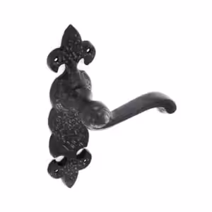 Antique Black Scroll Lever On Plate Furniture